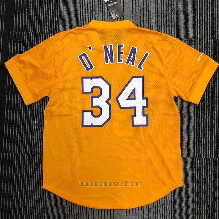 Camiseta Manga Corta Los Angeles Lakers Shaquille O'Neal #34 Amarillo